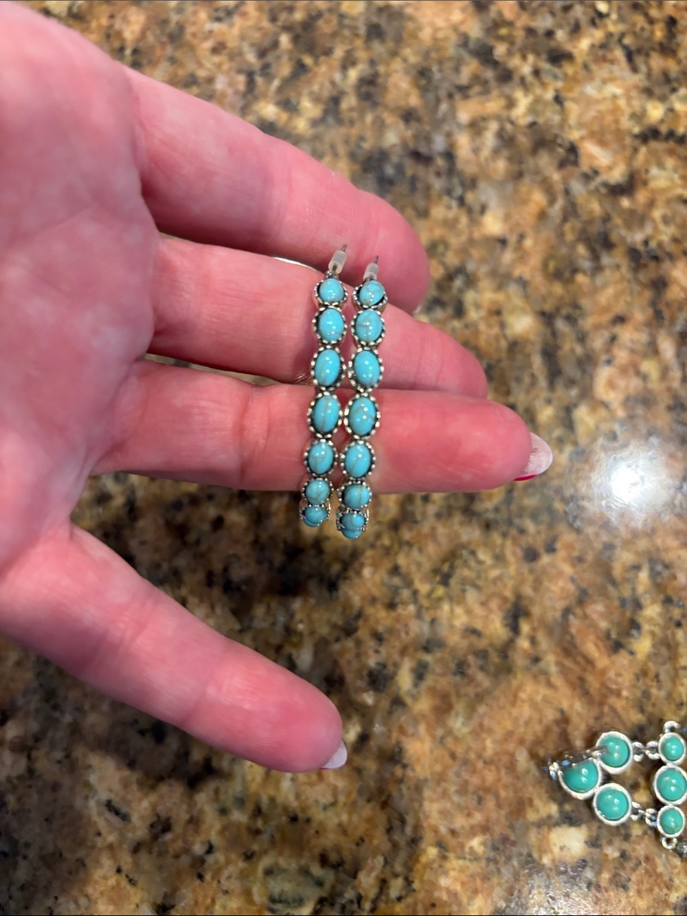 Turquoise Stone Silver-Tone Bracelet & 4 sets earrings Lucky Brand - Picture 3 of 10